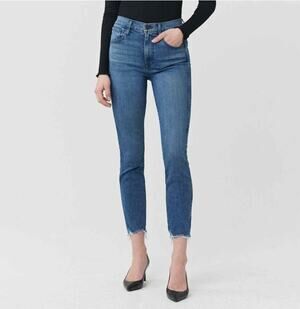 3X1 W3 Frayed Hem Skinny Cropped Jeans High-Rise Indigo Medium Wash Size 12 NWT